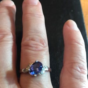 10KT White Gold Tanzanite and Diamond Ring
